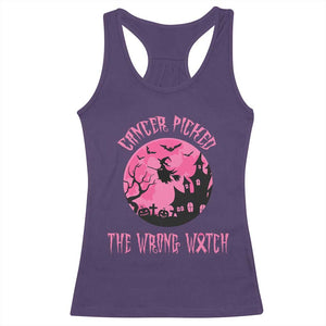 Breast Cancer Halloween Racerback Tank Top In October We Wear Pink Witch TS10 Purple Print Your Wear