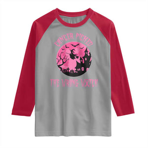 Breast Cancer Halloween Raglan Shirt In October We Wear Pink Witch TS10 Sport Gray Red Print Your Wear