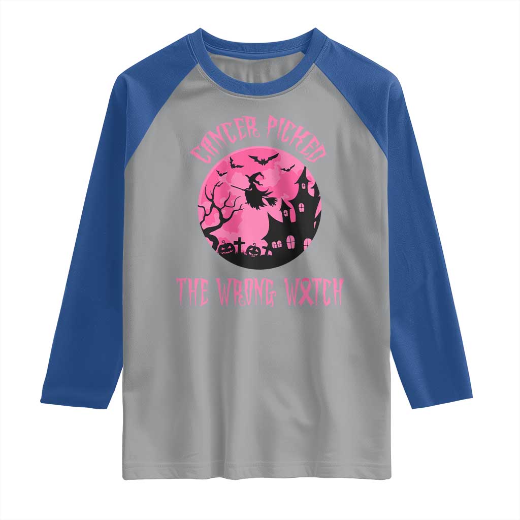 Breast Cancer Halloween Raglan Shirt In October We Wear Pink Witch TS10 Sport Gray Royal Print Your Wear