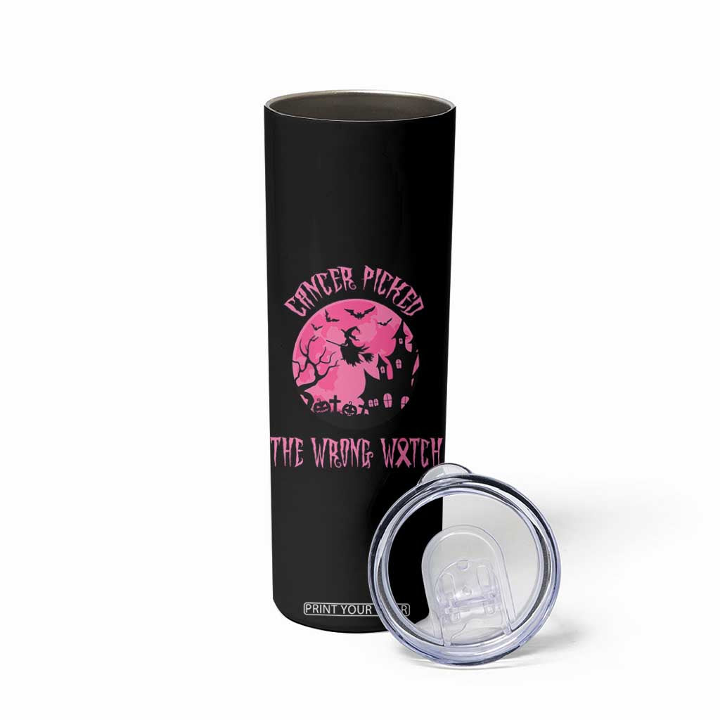 Breast Cancer Halloween Skinny Tumbler In October We Wear Pink Witch TS10 Print Your Wear