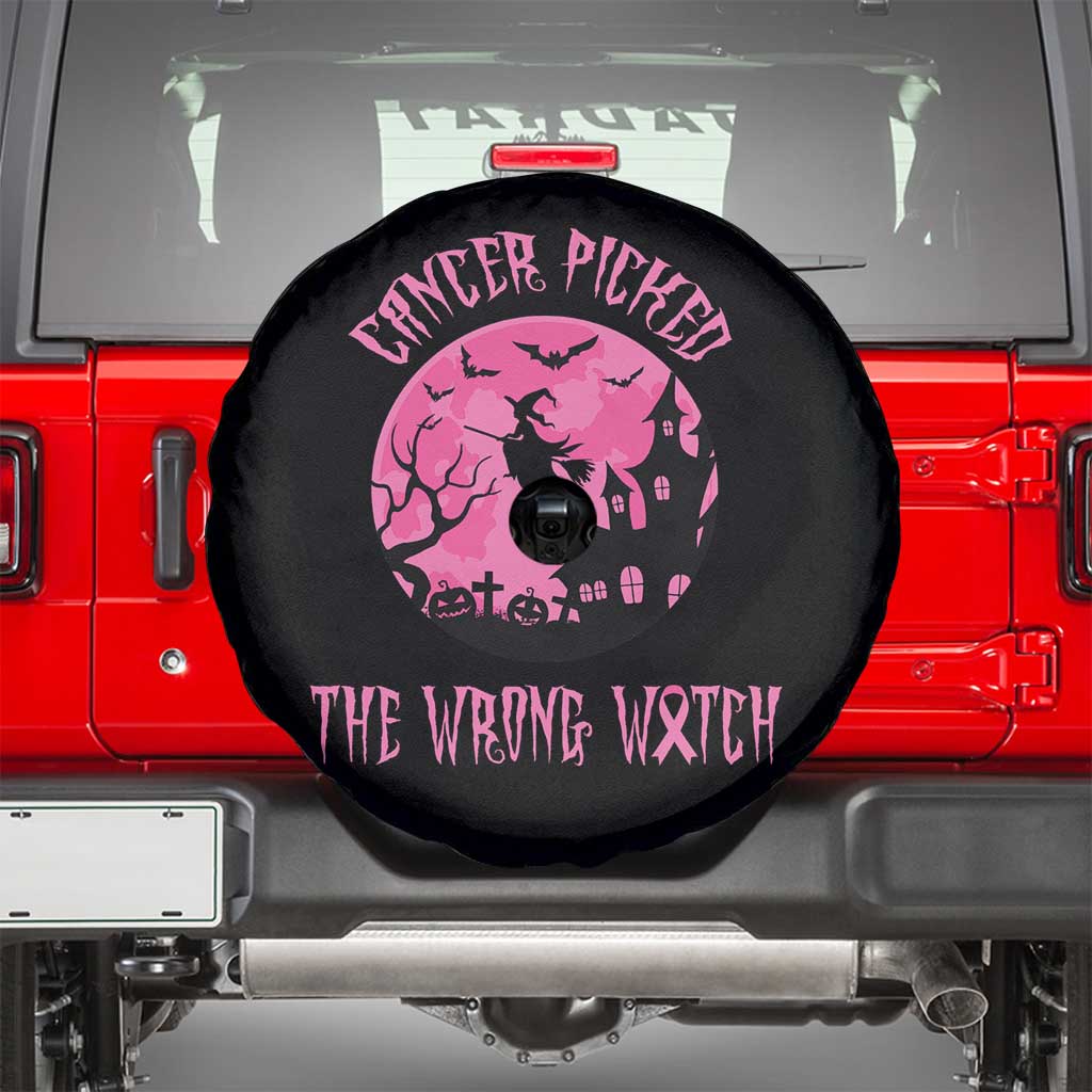 Breast Cancer Halloween Spare Tire Cover In October We Wear Pink Witch TS10 Black Print Your Wear