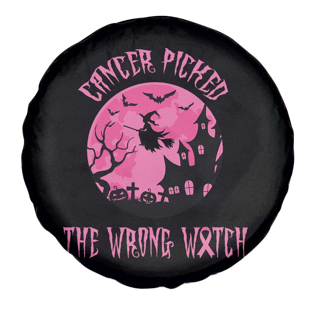 Breast Cancer Halloween Spare Tire Cover In October We Wear Pink Witch TS10 Print Your Wear