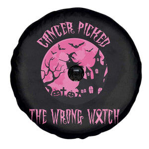Breast Cancer Halloween Spare Tire Cover In October We Wear Pink Witch TS10 Print Your Wear