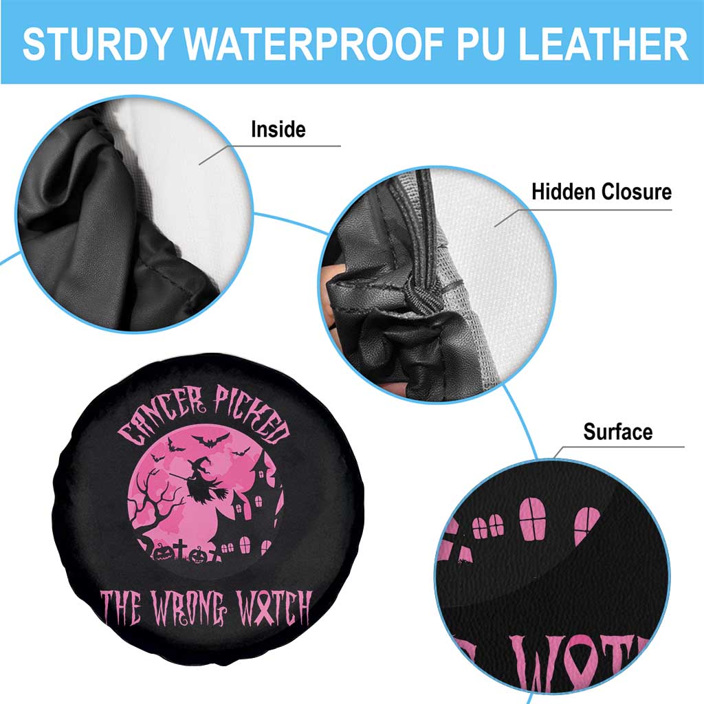 Breast Cancer Halloween Spare Tire Cover In October We Wear Pink Witch TS10 Print Your Wear