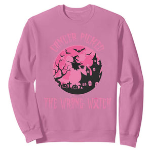 Breast Cancer Halloween Sweatshirt In October We Wear Pink Witch - Print Your Wear