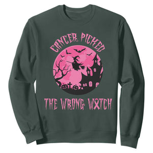 Breast Cancer Halloween Sweatshirt In October We Wear Pink Witch - Print Your Wear
