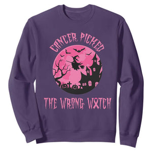 Breast Cancer Halloween Sweatshirt In October We Wear Pink Witch - Print Your Wear