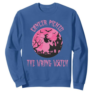 Breast Cancer Halloween Sweatshirt In October We Wear Pink Witch - Print Your Wear