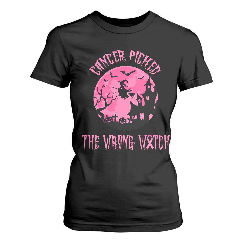 Breast Cancer Halloween T Shirt For Women In October We Wear Pink Witch TS10 Black Print Your Wear