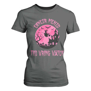 Breast Cancer Halloween T Shirt For Women In October We Wear Pink Witch TS10 Dark Heather Print Your Wear