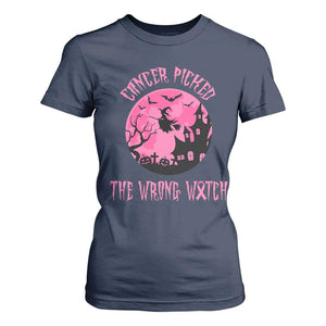 Breast Cancer Halloween T Shirt For Women In October We Wear Pink Witch TS10 Navy Print Your Wear