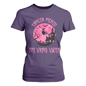 Breast Cancer Halloween T Shirt For Women In October We Wear Pink Witch TS10 Purple Print Your Wear