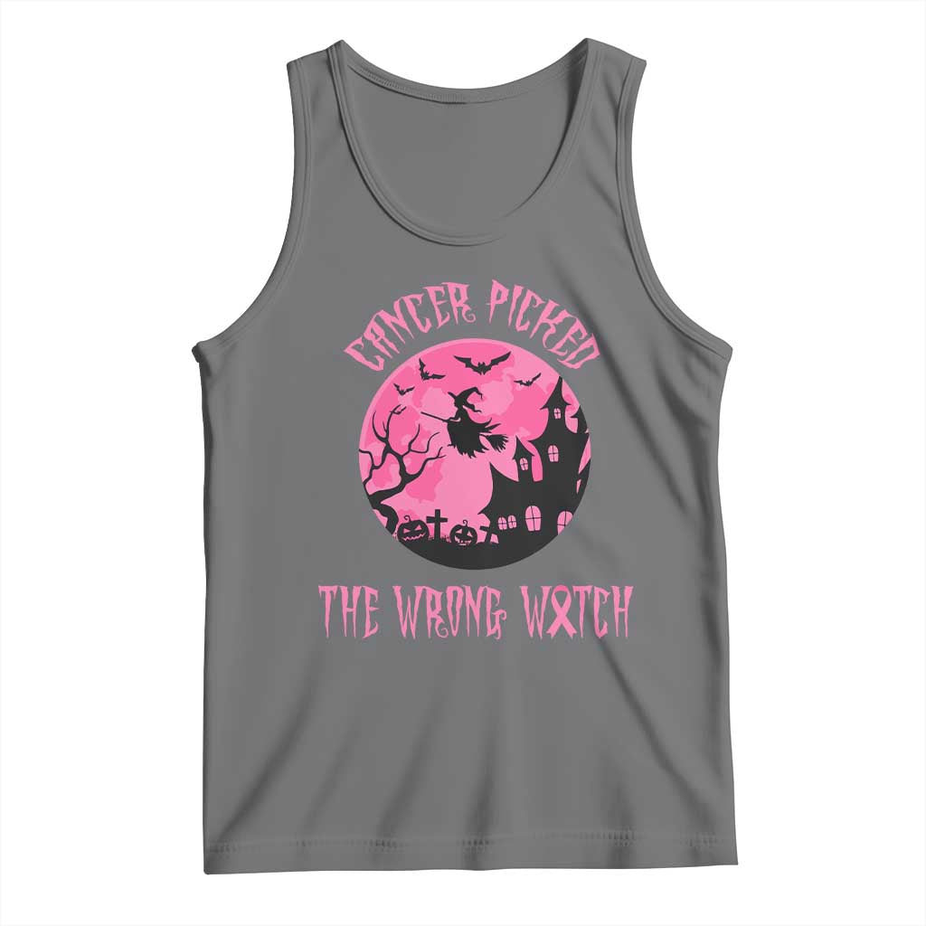 Breast Cancer Halloween Tank Top In October We Wear Pink Witch TS10 Black Heather Print Your Wear