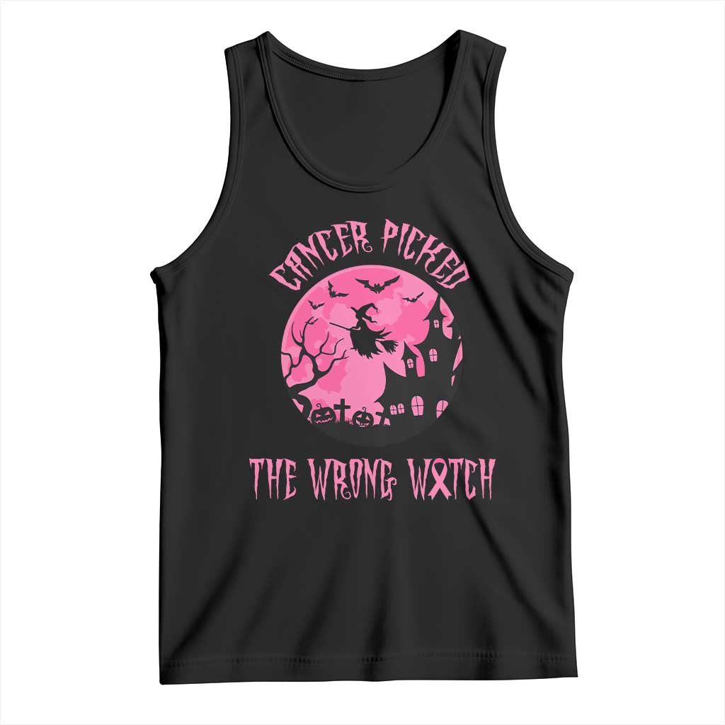 Breast Cancer Halloween Tank Top In October We Wear Pink Witch TS10 Black Print Your Wear
