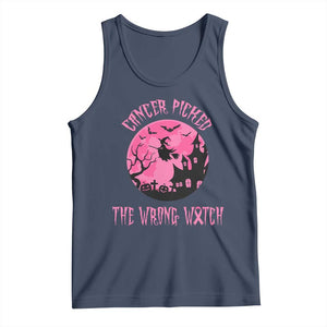 Breast Cancer Halloween Tank Top In October We Wear Pink Witch TS10 Navy Print Your Wear