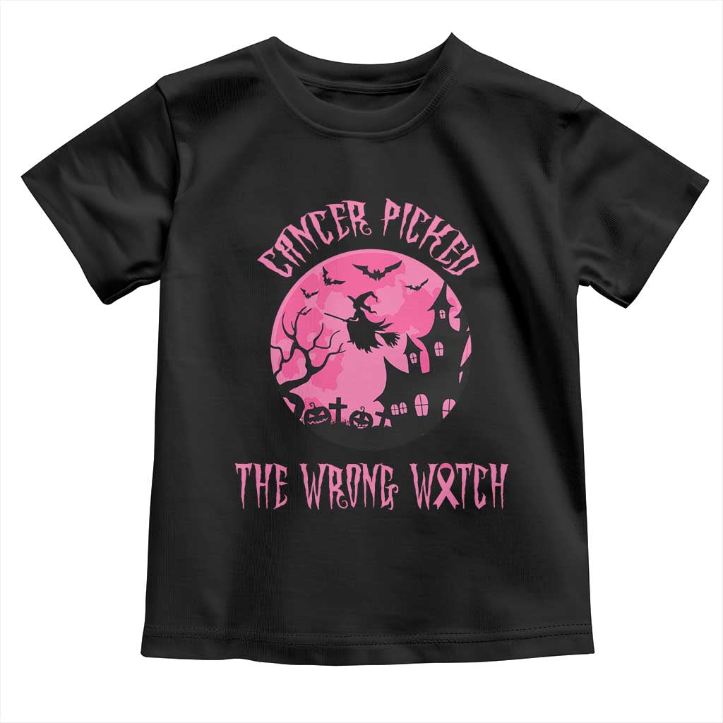 Breast Cancer Halloween Toddler T Shirt In October We Wear Pink Witch TS10 Black Print Your Wear
