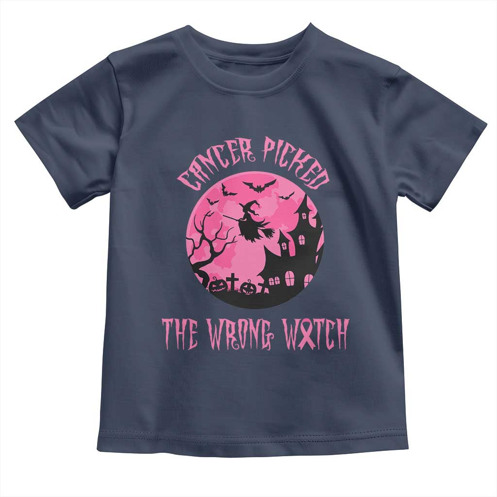 Breast Cancer Halloween Toddler T Shirt In October We Wear Pink Witch TS10 Navy Print Your Wear