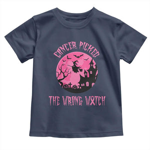 Breast Cancer Halloween Toddler T Shirt In October We Wear Pink Witch TS10 Navy Print Your Wear