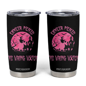 Breast Cancer Halloween Tumbler Cup In October We Wear Pink Witch - Print Your Wear