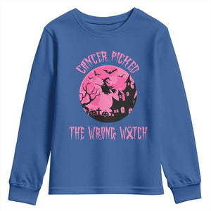 Breast Cancer Halloween Youth Sweatshirt In October We Wear Pink Witch TS10 Royal Blue Print Your Wear