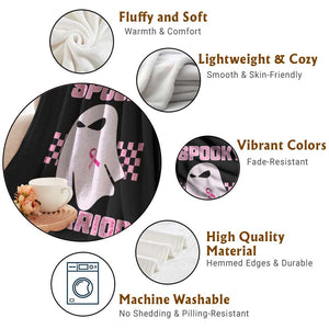 Breast Cancer Halloween Throw Blanket Ghost Wear Pink Ribbon Spooky Warrior TS10 Print Your Wear