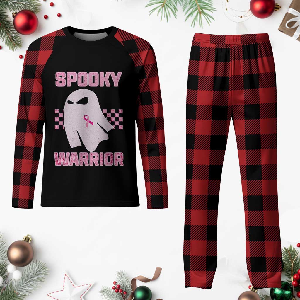 Breast Cancer Halloween Plaid Pajama Set Ghost Wear Pink Ribbon Spooky Warrior TS10 Buffalo Plaid Print Your Wear