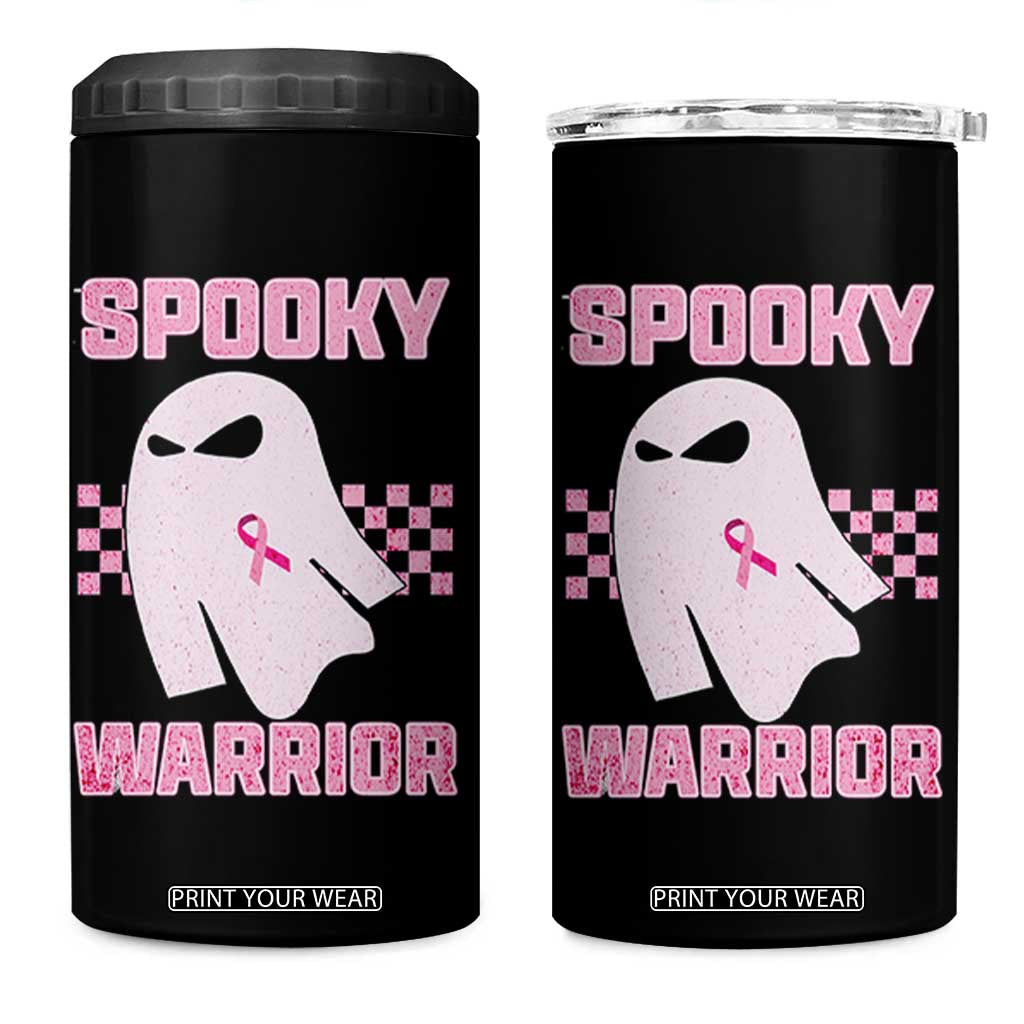Breast Cancer Halloween 4 in 1 Can Cooler Tumbler Ghost Wear Pink Ribbon Spooky Warrior TS10 One Size: 16 oz Black Print Your Wear