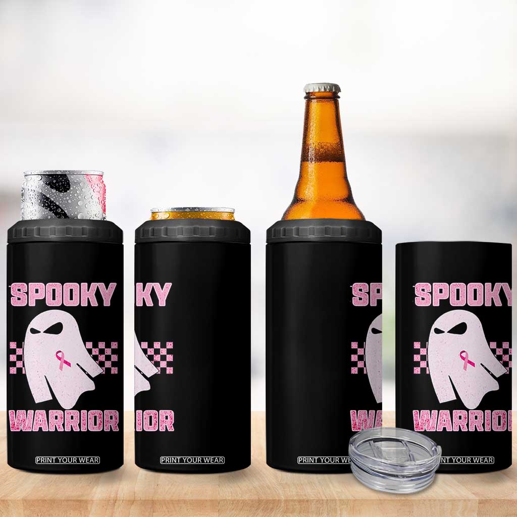 Breast Cancer Halloween 4 in 1 Can Cooler Tumbler Ghost Wear Pink Ribbon Spooky Warrior TS10 Print Your Wear