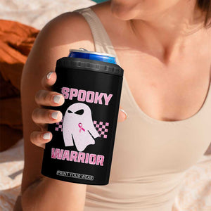 Breast Cancer Halloween 4 in 1 Can Cooler Tumbler Ghost Wear Pink Ribbon Spooky Warrior TS10 Print Your Wear