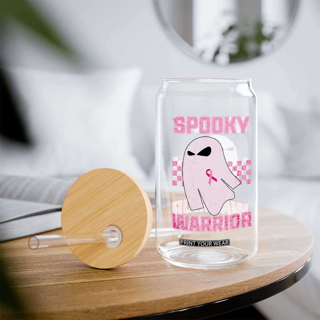 Breast Cancer Halloween Glass Can Ghost Wear Pink Ribbon Spooky Warrior TS10 Print Your Wear