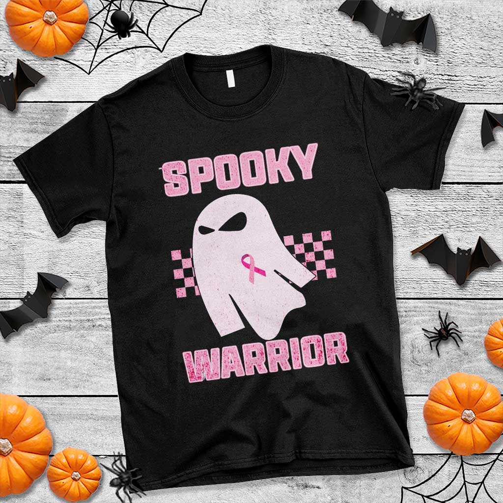 Breast Cancer Halloween T Shirt Ghost Wear Pink Ribbon Spooky Warrior TS10 Black Print Your Wear