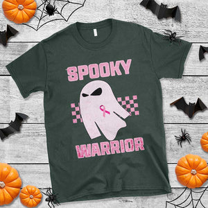 Breast Cancer Halloween T Shirt Ghost Wear Pink Ribbon Spooky Warrior TS10 Dark Forest Green Print Your Wear