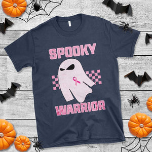 Breast Cancer Halloween T Shirt Ghost Wear Pink Ribbon Spooky Warrior TS10 Navy Print Your Wear