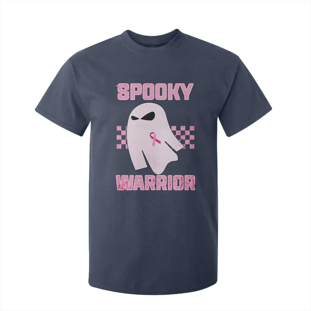Breast Cancer Halloween T Shirt For Kid Ghost Wear Pink Ribbon Spooky Warrior TS10 Navy Print Your Wear
