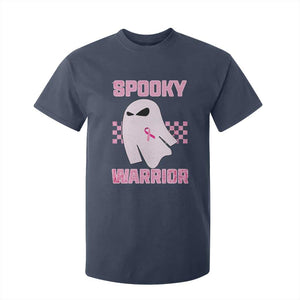 Breast Cancer Halloween T Shirt For Kid Ghost Wear Pink Ribbon Spooky Warrior TS10 Navy Print Your Wear