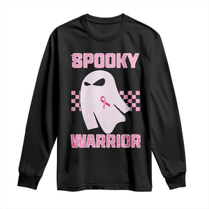 Breast Cancer Halloween Long Sleeve Shirt Ghost Wear Pink Ribbon Spooky Warrior - Print Your Wear