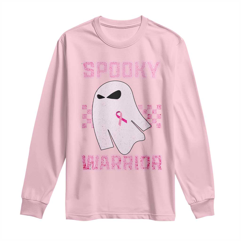 Breast Cancer Halloween Long Sleeve Shirt Ghost Wear Pink Ribbon Spooky Warrior TS10 Light Pink Print Your Wear