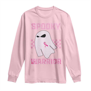 Breast Cancer Halloween Long Sleeve Shirt Ghost Wear Pink Ribbon Spooky Warrior - Print Your Wear
