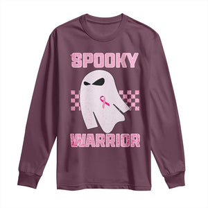 Breast Cancer Halloween Long Sleeve Shirt Ghost Wear Pink Ribbon Spooky Warrior - Print Your Wear