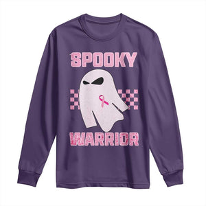 Breast Cancer Halloween Long Sleeve Shirt Ghost Wear Pink Ribbon Spooky Warrior - Print Your Wear