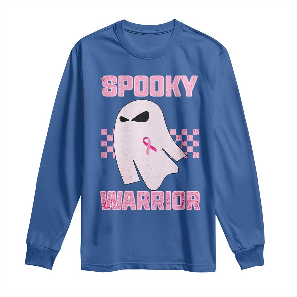 Breast Cancer Halloween Long Sleeve Shirt Ghost Wear Pink Ribbon Spooky Warrior TS10 Royal Blue Print Your Wear