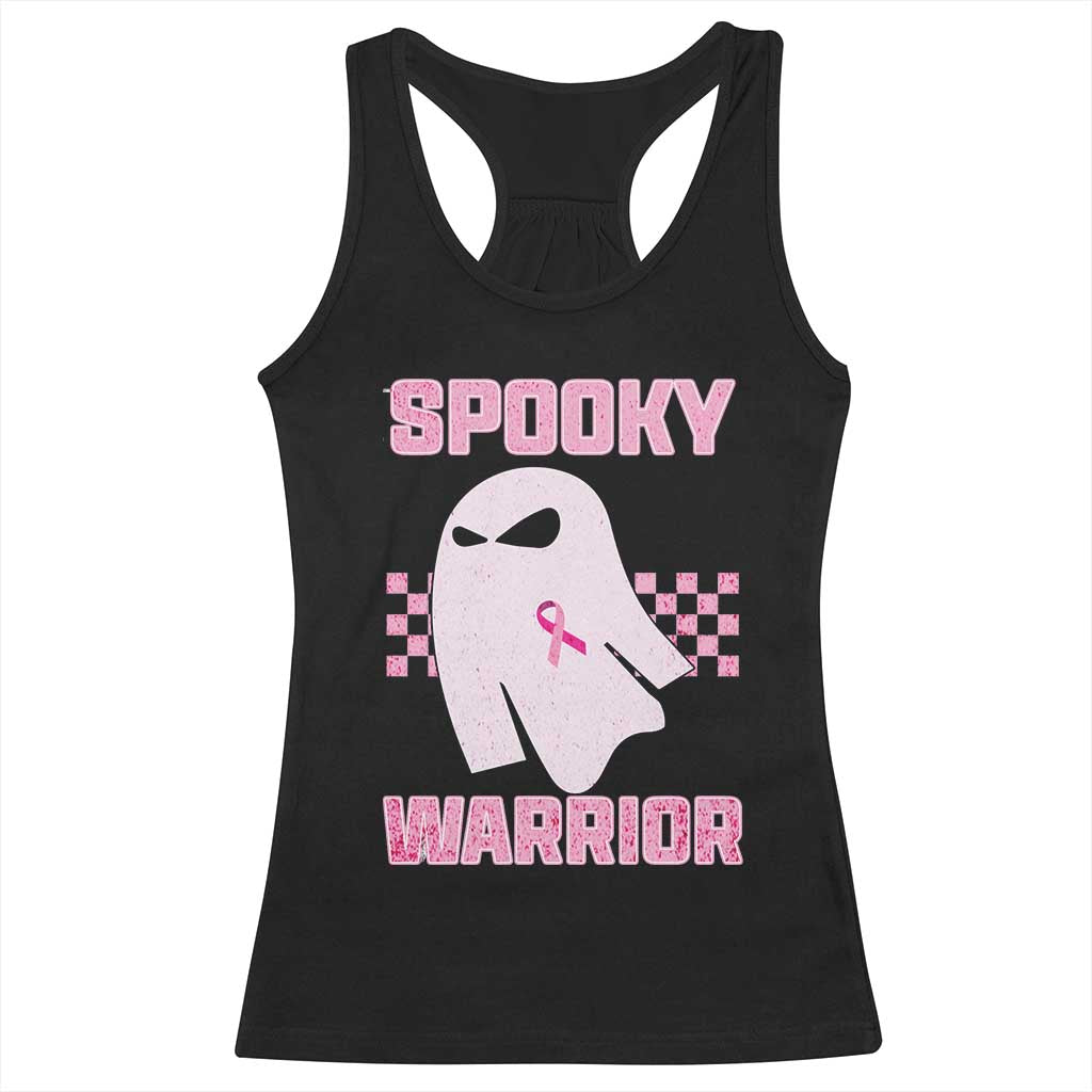 Breast Cancer Halloween Racerback Tank Top Ghost Wear Pink Ribbon Spooky Warrior - Print Your Wear
