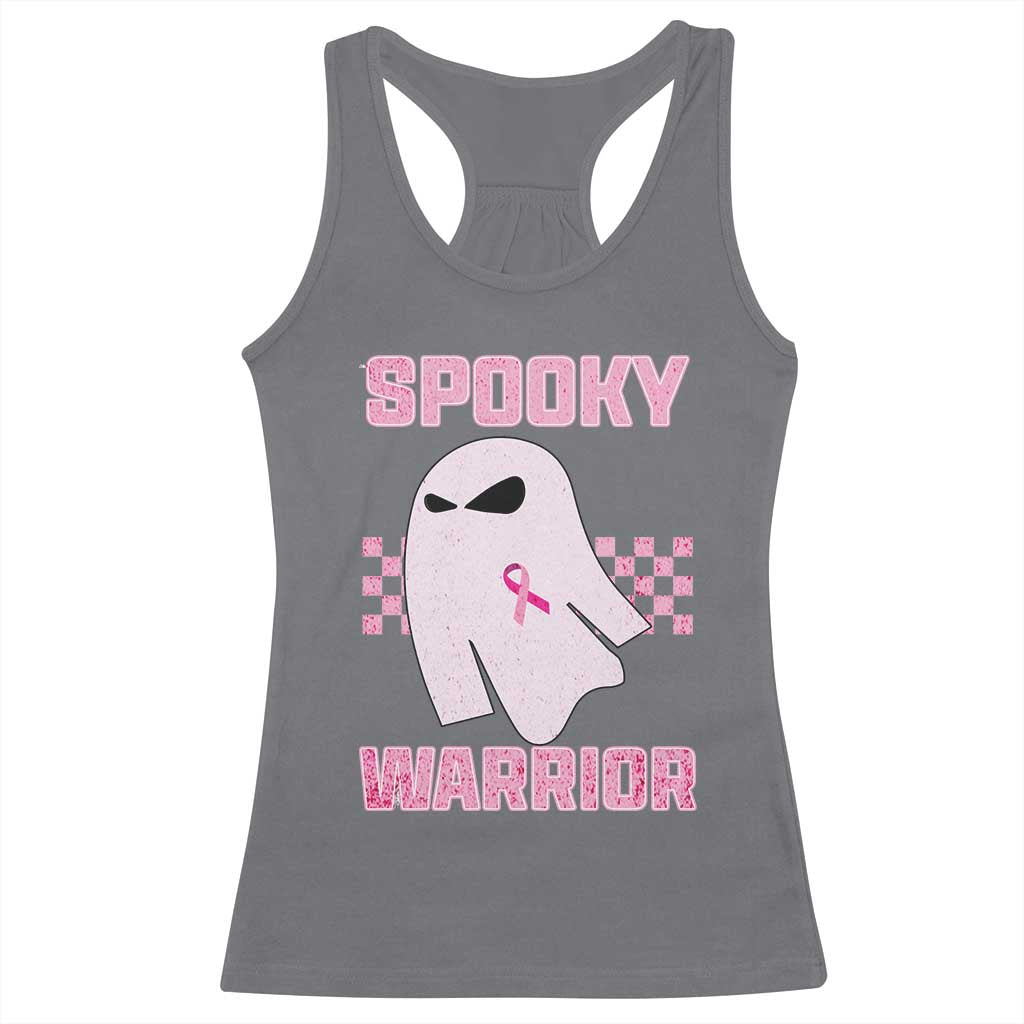 Breast Cancer Halloween Racerback Tank Top Ghost Wear Pink Ribbon Spooky Warrior TS10 Charcoal Print Your Wear