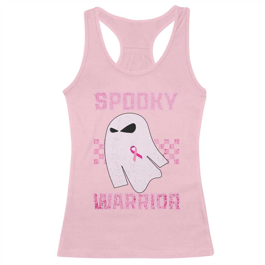Breast Cancer Halloween Racerback Tank Top Ghost Wear Pink Ribbon Spooky Warrior TS10 Light Pink Print Your Wear
