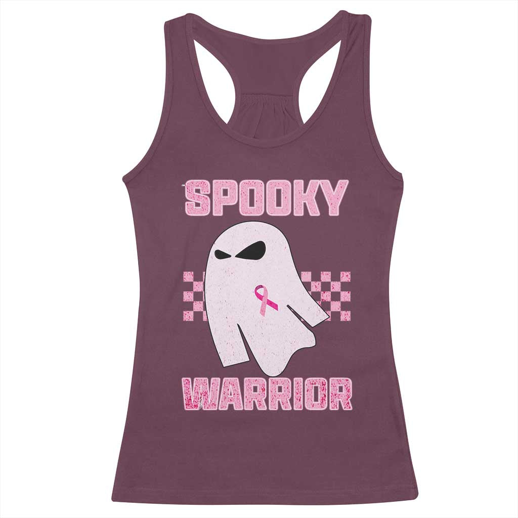Breast Cancer Halloween Racerback Tank Top Ghost Wear Pink Ribbon Spooky Warrior TS10 Maroon Print Your Wear