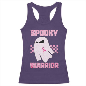 Breast Cancer Halloween Racerback Tank Top Ghost Wear Pink Ribbon Spooky Warrior - Print Your Wear