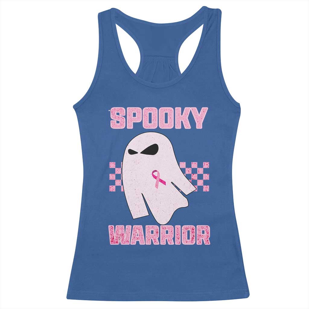 Breast Cancer Halloween Racerback Tank Top Ghost Wear Pink Ribbon Spooky Warrior TS10 Royal Blue Print Your Wear