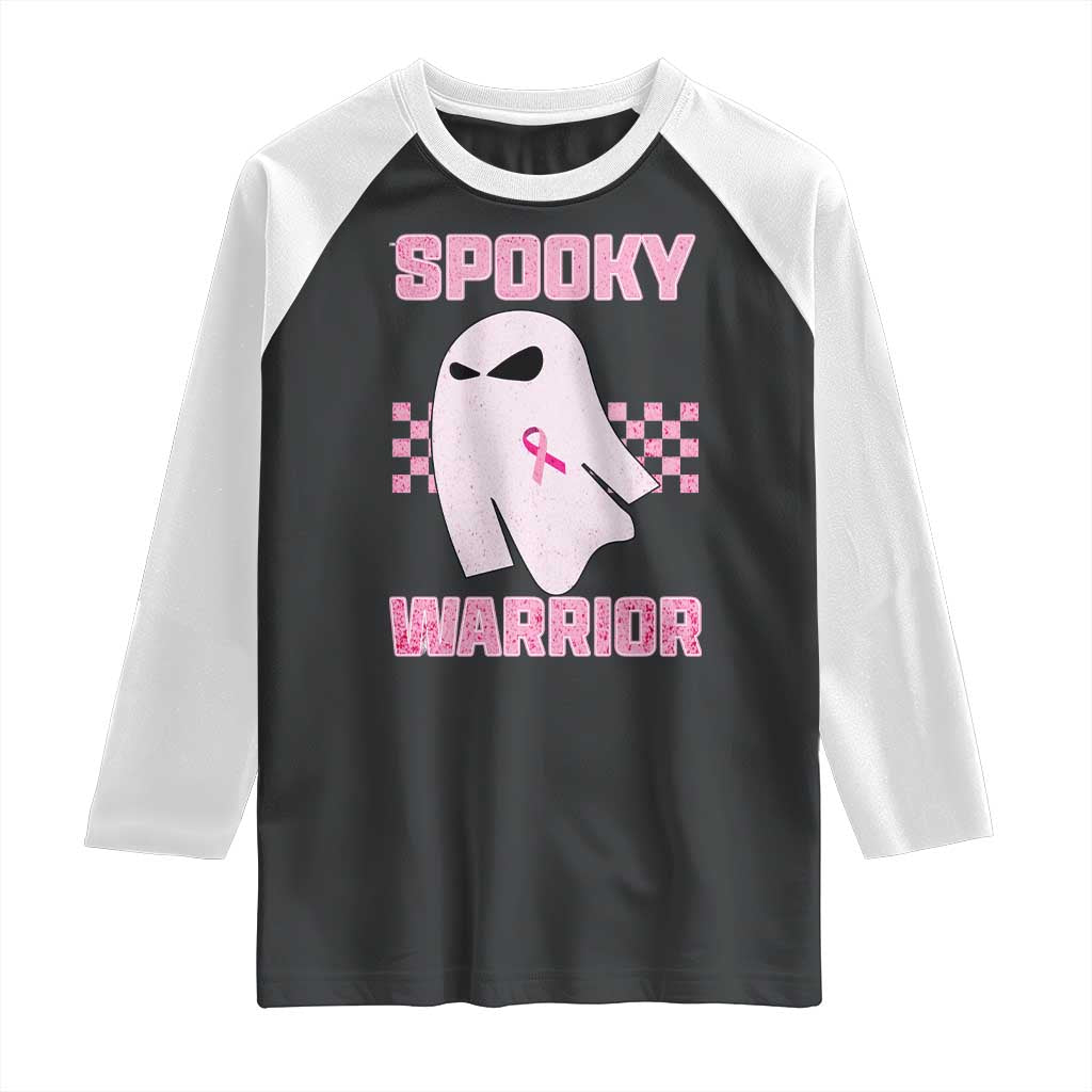 Breast Cancer Halloween Raglan Shirt Ghost Wear Pink Ribbon Spooky Warrior TS10 Black White Print Your Wear