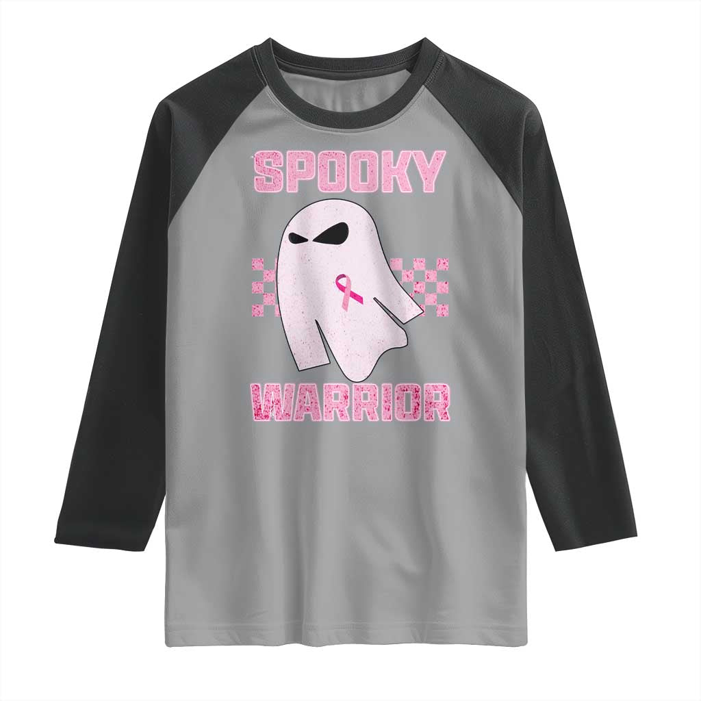 Breast Cancer Halloween Raglan Shirt Ghost Wear Pink Ribbon Spooky Warrior TS10 Sport Gray Black Print Your Wear