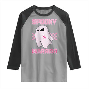 Breast Cancer Halloween Raglan Shirt Ghost Wear Pink Ribbon Spooky Warrior TS10 Sport Gray Black Print Your Wear